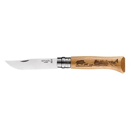 Sulankstomas peilis su šerno graviravimu Opinel, 8 cm kaina ir informacija | Turistiniai peiliai, daugiafunkciniai įrankiai | pigu.lt