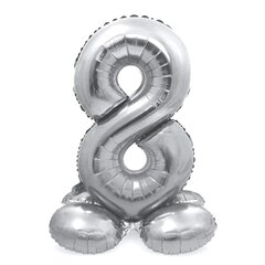Pastatomas balionas skaičius 8, sidabrinis, 40 cm цена и информация | Шарики | pigu.lt
