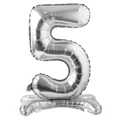 Pastatomas balionas skaičius 5, sidabrinis, 81 cm цена и информация | Шарики | pigu.lt