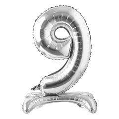 Pastatomas balionas skaičius 9, sidabrinis, 81 cm цена и информация | Шарики | pigu.lt