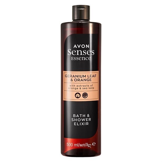 Vonios ir dušo eliksyras su pelargonijos žiedų ir apelsinų aromatu Avon Senses Essence Geranium leaf&orange, 500 ml цена и информация | Dušo želė, aliejai | pigu.lt