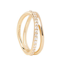 PDPAOLA Charming gold-plated ring with zircons Twister Essentials AN01-844 цена и информация | Кольцо | pigu.lt