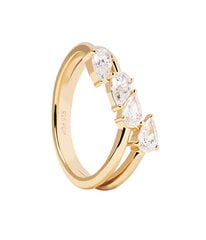 PDPAOLA Terra Essentials Shiny Gold Plated Zirconia Ring AN01-861 цена и информация | Кольцо | pigu.lt