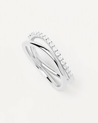 PDPAOLA Charming silver ring with zircons Twister Essentials AN02-844 цена и информация | Кольцо | pigu.lt