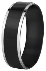 Troli Стальное черное кольцо с серебряным ободком цена и информация | Кольцо | pigu.lt