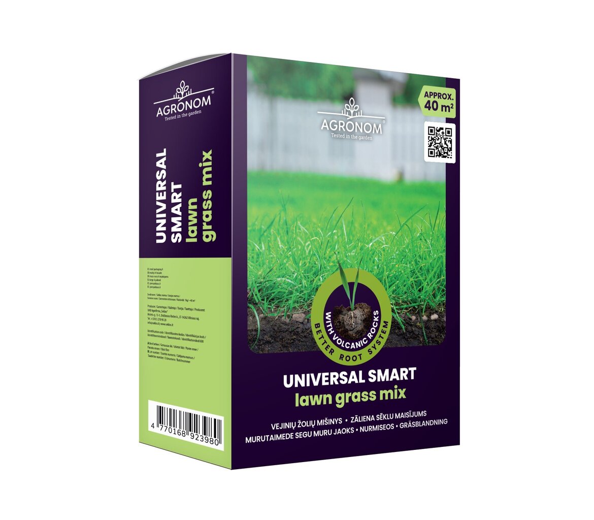 Vejinių žolių mišinys Agronom Universal Smart Seed, 1 kg цена и информация | Vejiniai žolių mišiniai | pigu.lt