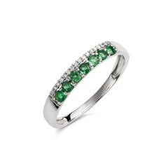 Balto aukso žiedas su deimantais ir smaragdais kaina ir informacija | Žiedai | pigu.lt