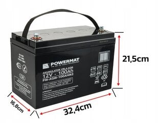 Akumuliatorius Powermat PM-AGM-100AHM2, 12V 100Ah цена и информация | Аккумуляторы | pigu.lt