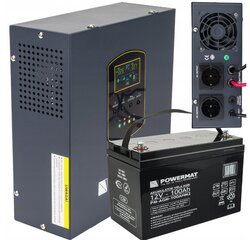 UPS nepertraukiamo maitinimo šaltinis su akumuliatoriumi Powermat PM-UPS-500MW, 500VA/300W, 12V, LCD kaina ir informacija | Maitinimo šaltiniai (PSU) | pigu.lt
