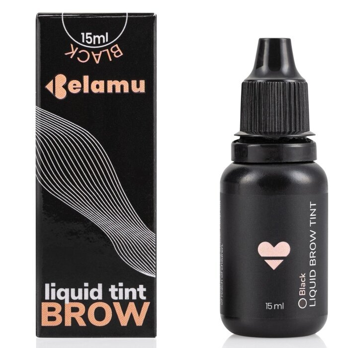 Skysti antakių dažai Belamu Brow Liquid Tint Black, 15 ml цена и информация | Antakių dažai, pieštukai | pigu.lt