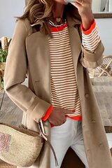 Женский хлопковый свитер Byoauo, белый/коричневый цена и информация | Свитера женские | pigu.lt