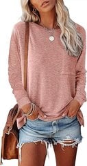 Женская футболка с длинным рукавом Fangjin, розовая цена и информация | Женские футболки | pigu.lt