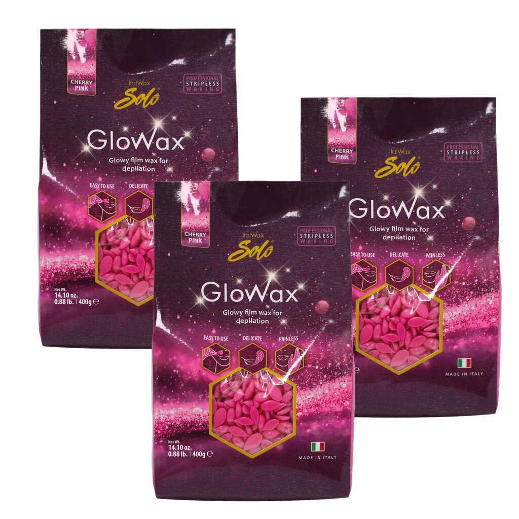 Kietas vaškas veido depliacijai ItalWax GloWax Cherry Pink, 3 x 400 g kaina ir informacija | Depiliacijos priemonės | pigu.lt
