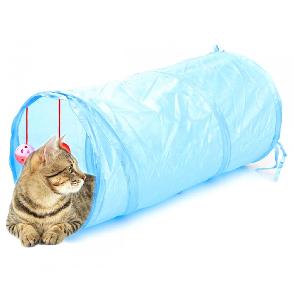 Kačių tunelis su žaislu, mėlynas kaina ir informacija | Žaislai katėms | pigu.lt