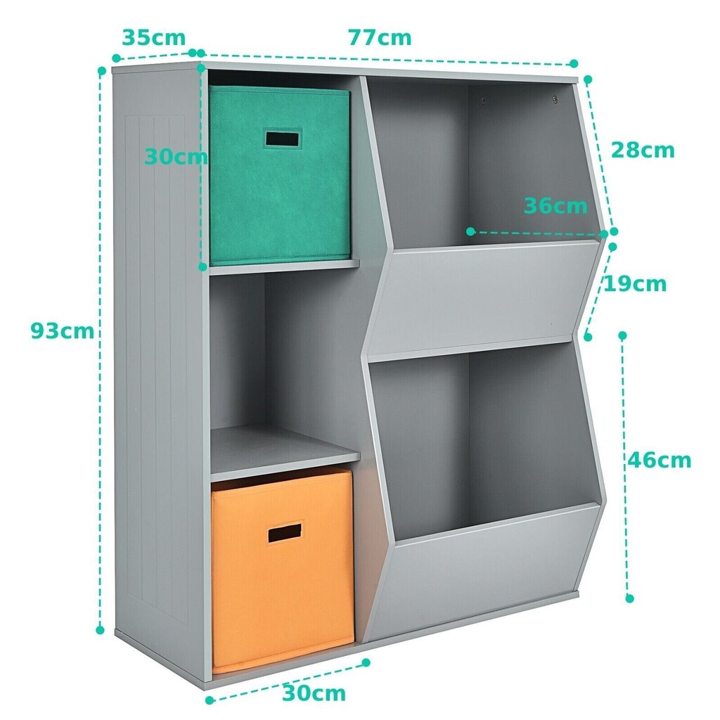 Vaikiška lentyna Costway, 76x28x94 cm, pilka kaina ir informacija | Vaikiškos spintelės | pigu.lt