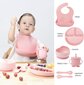 Silikoninių vaikiškų indų rinkinys Elkesa rožinis, 6 vnt. kaina ir informacija | Kūdikių indai, indeliai pienui ir įrankiai | pigu.lt