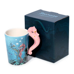 Keraminis puodelis jūros arkliuko formos su rankena, mėlynas kaina ir informacija | Originalūs puodeliai | pigu.lt