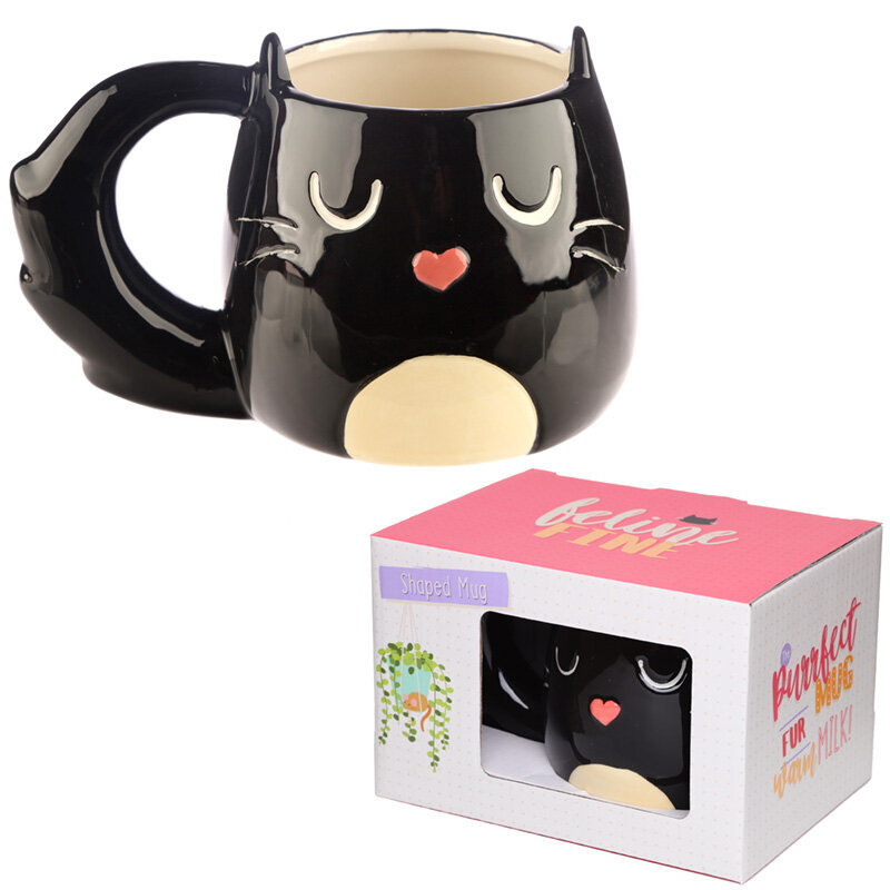 Keraminis 3D puodelis su kačių forma, juodas kaina ir informacija | Originalūs puodeliai | pigu.lt