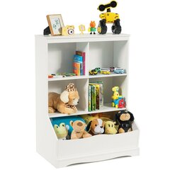 Детский книжный шкаф, хранилище для игрушек с полками и отделениями Costway, 67x40x88 см, белый цена и информация | Шкафчики в детскую | pigu.lt
