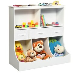 Деревянный детский шкаф для игрушек Costway, 93х40х94 см, белый цена и информация | Шкафчики в детскую | pigu.lt