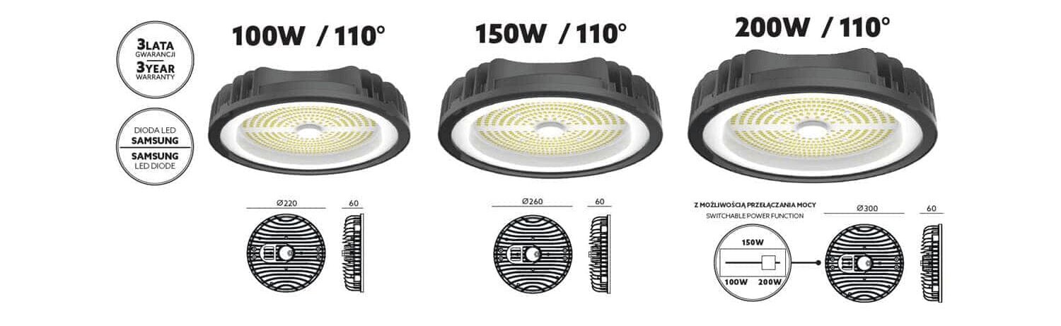 Pramoninis šviestuvas High Bay LED UFO, baltas kaina ir informacija | Lauko šviestuvai | pigu.lt