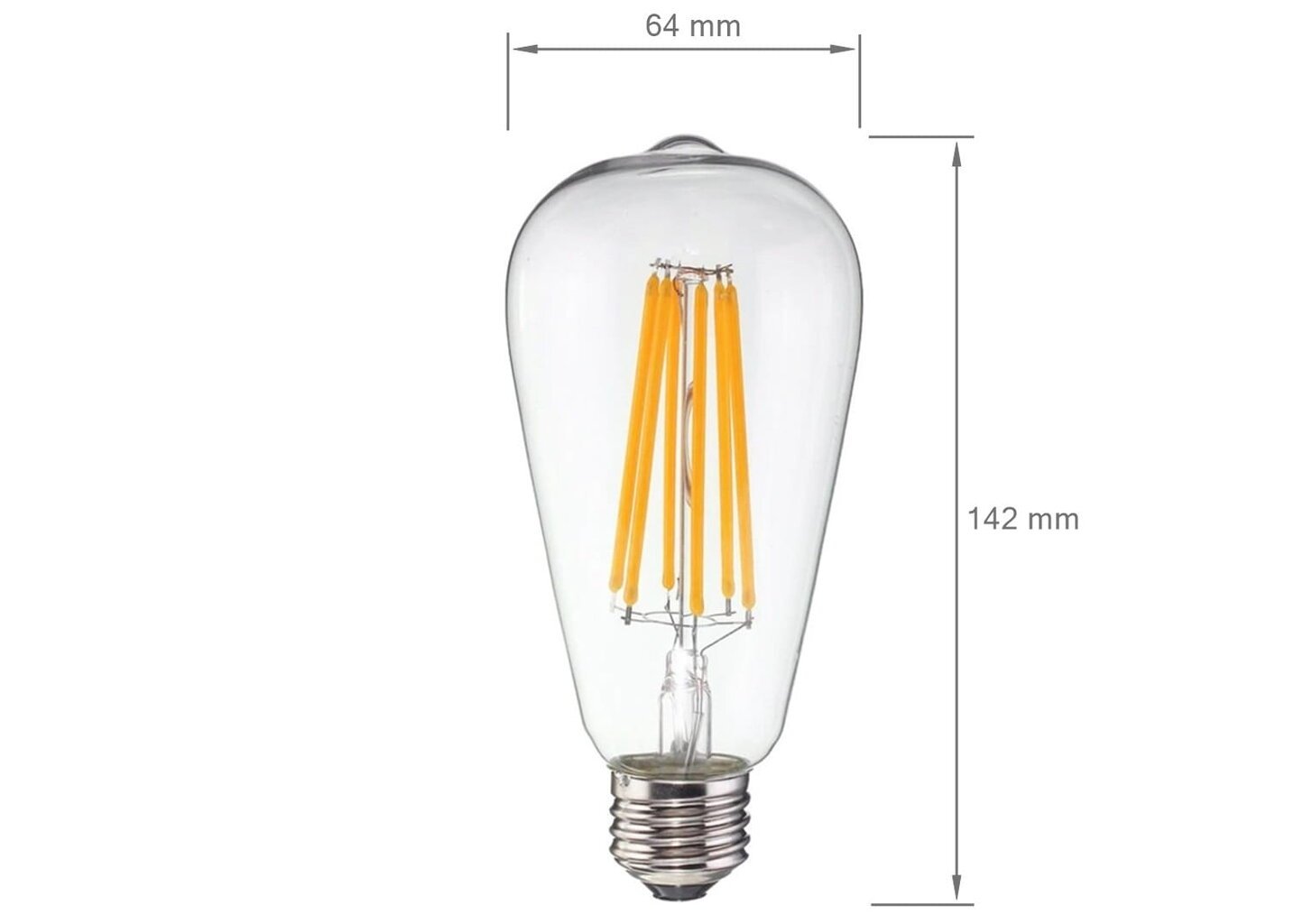 LED lemputė E27 6W ST64 Filament Retro - šiltai balta (3000K) kaina ir informacija | Elektros lemputės | pigu.lt