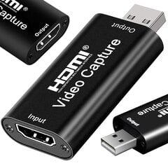 Конвертер видеосигнала Fusion HDMI в USB черный цена и информация | Адаптеры, USB-разветвители | pigu.lt