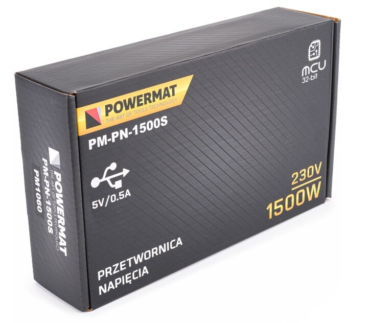 Inverteris, srovės keitiklis Powermat PM-PN-1500S, 12V 700W/1500W kaina ir informacija | Įtampos keitikliai | pigu.lt