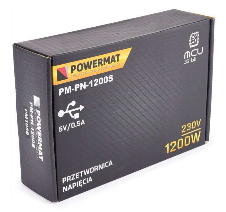 Inverteris, srovės keitiklis Powermat PM-PN-1200S, 12V 600W/1200W kaina ir informacija | Įtampos keitikliai | pigu.lt