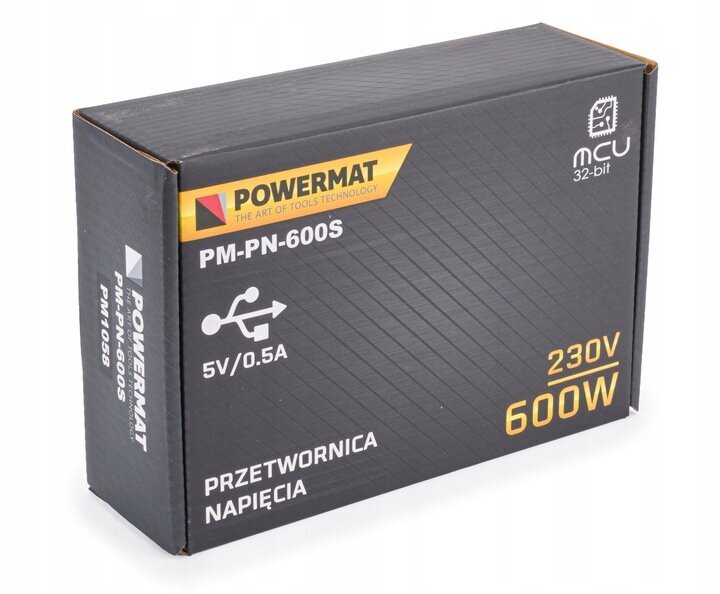 Inverteris, srovės keitiklis Powermat PM-PN-600S, 12V 300W/600W kaina ir informacija | Įtampos keitikliai | pigu.lt