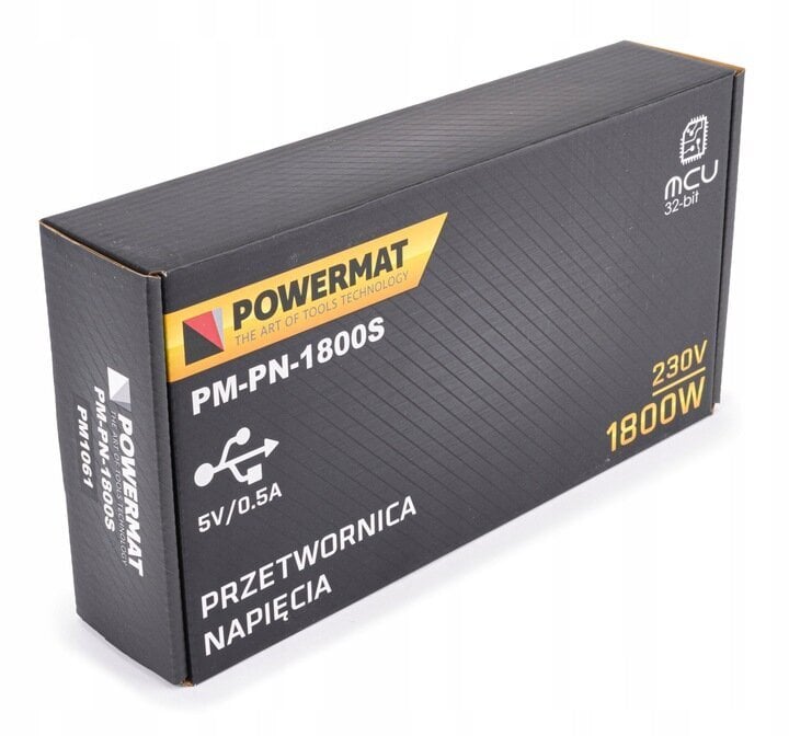 Inverteris, srovės keitiklis Powermat PM-PN-1800S, 12V 900W/1800W kaina ir informacija | Įtampos keitikliai | pigu.lt