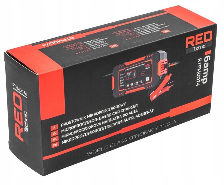 Mikroprocesorinis akumuliatoriaus įkroviklis Red Technic RTPM0074, 12V kaina ir informacija | Akumuliatorių krovikliai | pigu.lt