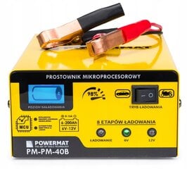 Mikroprocesorinis akumuliatoriaus įkroviklis Powermat PM-PM-40B, 6V/12V, LCD цена и информация | Зарядные устройства для аккумуляторов | pigu.lt