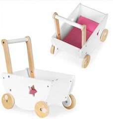 Деревянная кукольная коляска, ходунки 2в1 Ecotoys цена и информация | Игрушки для малышей | pigu.lt