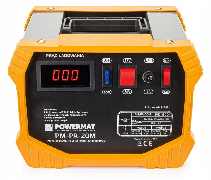 Akumuliatoriaus pakrovėjas Powermat PM-PA-20M, 12V/24V, 8-18A, LCD kaina ir informacija | Akumuliatorių krovikliai | pigu.lt
