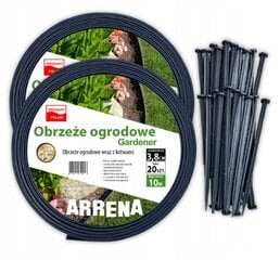 Plastikiniai sodo apvadai "Arrena" 2000 cm x 3,8 cm juodos spalvos kaina ir informacija | Tvoros ir jų priedai | pigu.lt