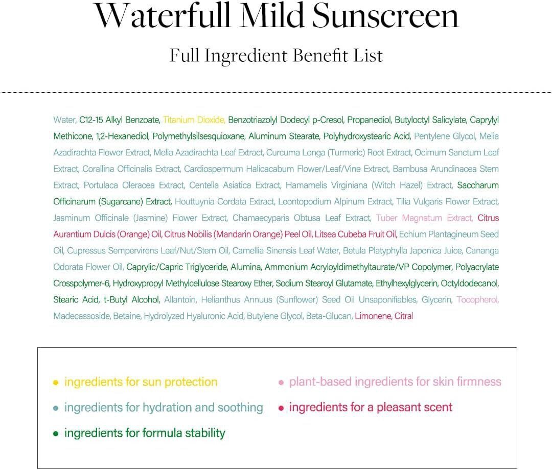 Hipoalerginis kremas nuo saulės D'alba Waterfull Mild Cream SPF 50+ PA++++, 50 ml kaina ir informacija | Veido kremai | pigu.lt