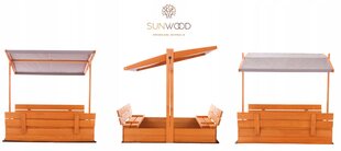 Medinė smėlio dėžė SunWood, ruda, 1,2 x 1,2 x 1,2 m. kaina ir informacija | Smėlio dėžės, smėlis | pigu.lt