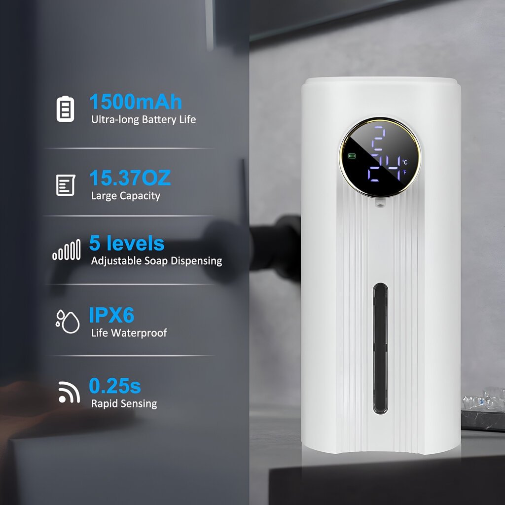 USB pakraunamas automatinis gelio muilo dozatorius Livman MYX-W5 цена и информация | Vonios kambario aksesuarai | pigu.lt