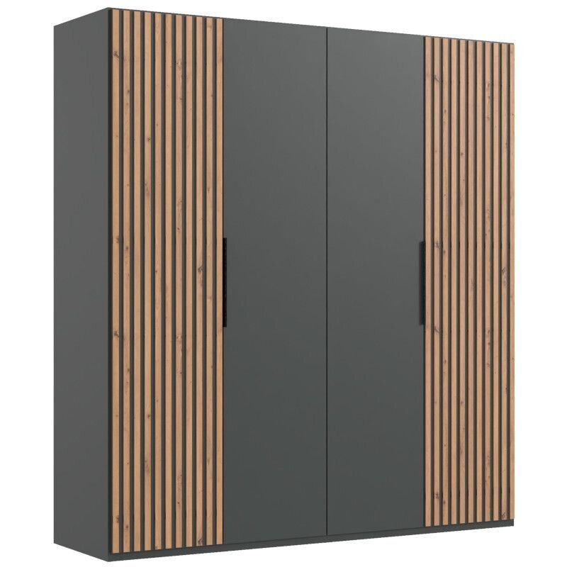 4-ių durų spinta Aatrium Andorra, juoda/ruda kaina ir informacija | Spintos | pigu.lt