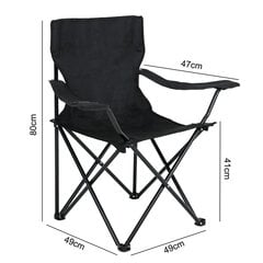 Stovyklavimo kėdės Anter, 2 vnt, juodos, 80x49x49 cm kaina ir informacija | Turistiniai baldai | pigu.lt