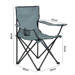 Stovyklavimo kėdės Anter, 2 vnt, pilkos, 80x49x49 cm kaina ir informacija | Turistiniai baldai | pigu.lt