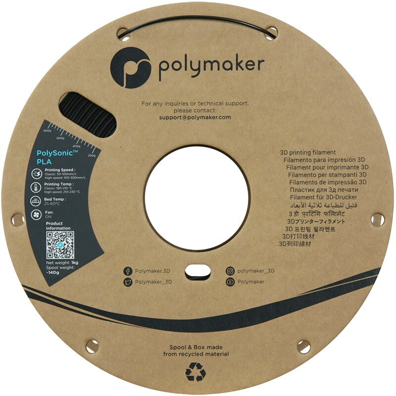 3D spausdinimo filamentas Polymaker PolySonic High Speed PLA цена и информация | Išmanioji technika ir priedai | pigu.lt