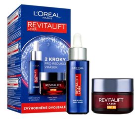 Veido priežiūros rinkinys L'oreal Paris Revitalift Laser moterims: naktinis serumas, 50 ml + dieninis kremas, 50 ml kaina ir informacija | Veido aliejai, serumai | pigu.lt