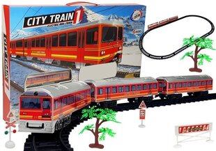 Traukinio ir bėgių trasa Lean Toys, raudona kaina ir informacija | Žaislai berniukams | pigu.lt