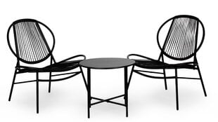 Ratano sodo baldų, metalinių kėdžių ir juodo stalo komplektas kaina ir informacija | Lauko baldų komplektai | pigu.lt