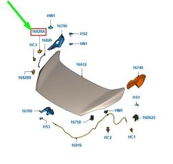 Priekinio gaubto laikiklio spaustukas Ford 9S51-16828-AA 1566322, 1 vnt. цена и информация | Автопринадлежности | pigu.lt