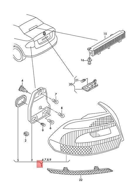 Galinis dešinysis žibintas VAG 6RU945096J, 1 vnt. kaina ir informacija | Automobilių lemputės | pigu.lt