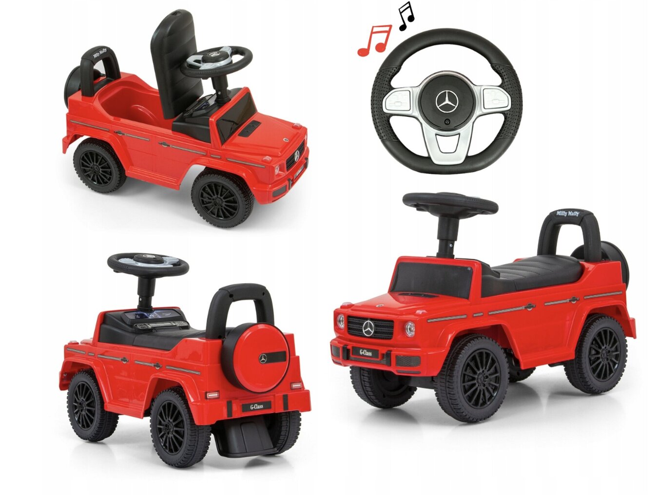 Paspiriamas vaikiškas automobilis Milly Mally, raudona kaina ir informacija | Žaislai kūdikiams | pigu.lt