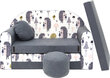 Vaikiška išskleidžiama sofa, pufai ir 400 kamuoliukų baseinas Welox, pilkas kaina ir informacija | Vaikiški sėdmaišiai, foteliai, pufai | pigu.lt